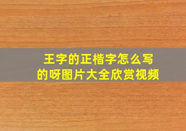 王字的正楷字怎么写的呀图片大全欣赏视频