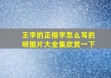 王字的正楷字怎么写的呀图片大全集欣赏一下