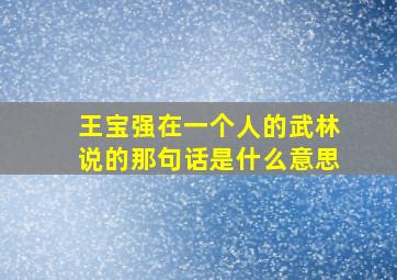 王宝强在一个人的武林说的那句话是什么意思