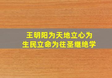 王明阳为天地立心为生民立命为往圣继绝学