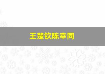 王楚钦陈幸同