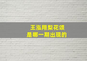 王泓翔梨花颂是哪一期出现的