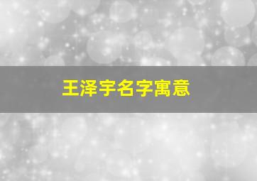 王泽宇名字寓意