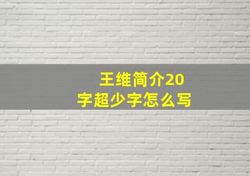 王维简介20字超少字怎么写