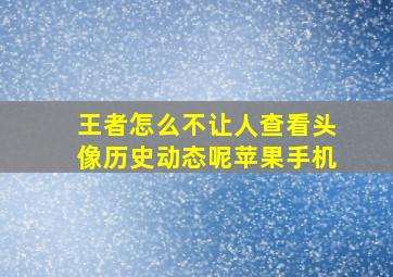 王者怎么不让人查看头像历史动态呢苹果手机