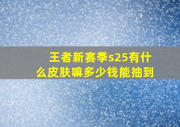 王者新赛季s25有什么皮肤嘛多少钱能抽到