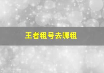 王者租号去哪租