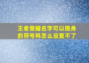 王者荣耀名字可以隐身的符号吗怎么设置不了