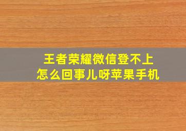 王者荣耀微信登不上怎么回事儿呀苹果手机