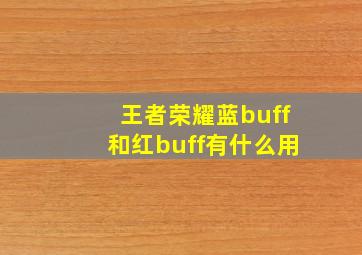 王者荣耀蓝buff和红buff有什么用