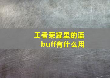 王者荣耀里的蓝buff有什么用