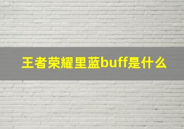 王者荣耀里蓝buff是什么