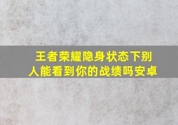 王者荣耀隐身状态下别人能看到你的战绩吗安卓