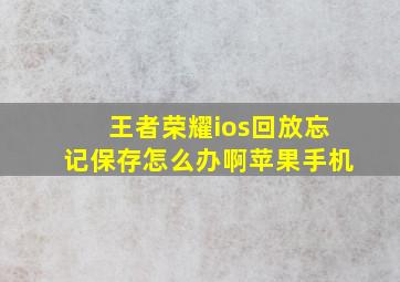 王者荣耀ios回放忘记保存怎么办啊苹果手机