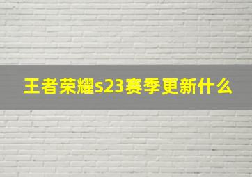 王者荣耀s23赛季更新什么