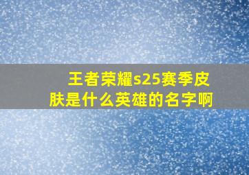 王者荣耀s25赛季皮肤是什么英雄的名字啊