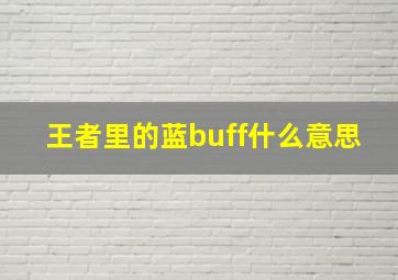 王者里的蓝buff什么意思