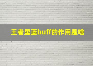 王者里蓝buff的作用是啥