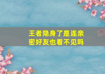 王者隐身了是连亲密好友也看不见吗