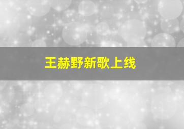 王赫野新歌上线