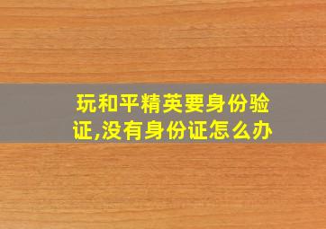 玩和平精英要身份验证,没有身份证怎么办