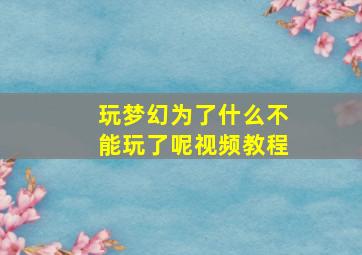 玩梦幻为了什么不能玩了呢视频教程