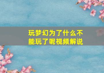 玩梦幻为了什么不能玩了呢视频解说