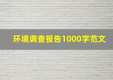 环境调查报告1000字范文