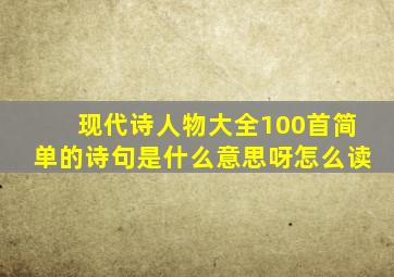 现代诗人物大全100首简单的诗句是什么意思呀怎么读