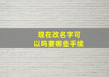 现在改名字可以吗要哪些手续