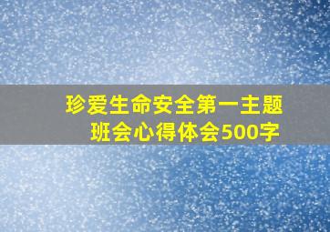 珍爱生命安全第一主题班会心得体会500字