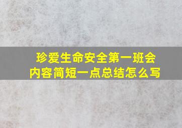 珍爱生命安全第一班会内容简短一点总结怎么写