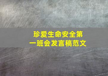 珍爱生命安全第一班会发言稿范文