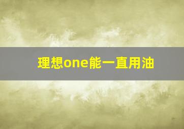 理想one能一直用油