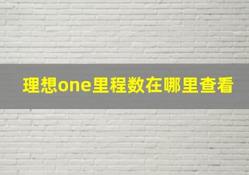 理想one里程数在哪里查看