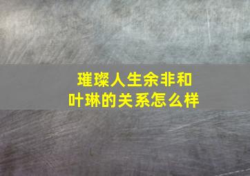 璀璨人生余非和叶琳的关系怎么样