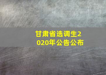 甘肃省选调生2020年公告公布