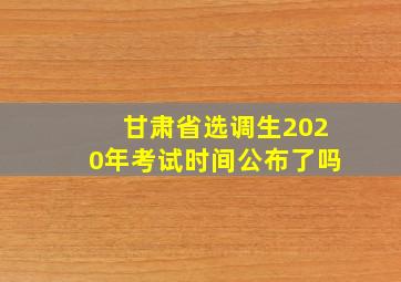 甘肃省选调生2020年考试时间公布了吗