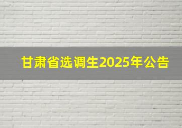 甘肃省选调生2025年公告