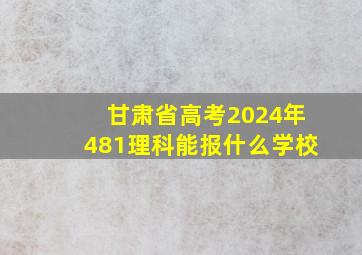 甘肃省高考2024年481理科能报什么学校