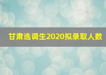 甘肃选调生2020拟录取人数