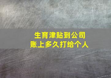 生育津贴到公司账上多久打给个人