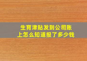 生育津贴发到公司账上怎么知道报了多少钱