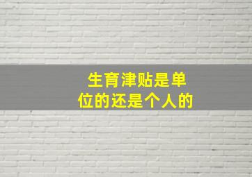 生育津贴是单位的还是个人的