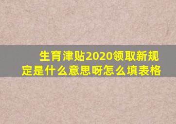 生育津贴2020领取新规定是什么意思呀怎么填表格