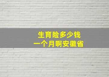 生育险多少钱一个月啊安徽省