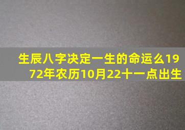 生辰八字决定一生的命运么1972年农历10月22十一点出生