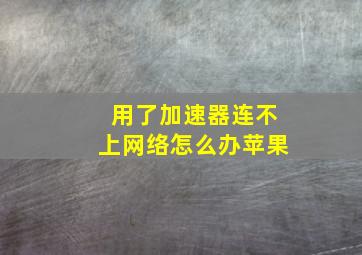 用了加速器连不上网络怎么办苹果