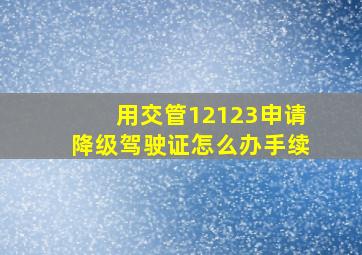 用交管12123申请降级驾驶证怎么办手续