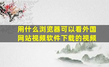 用什么浏览器可以看外国网站视频软件下载的视频